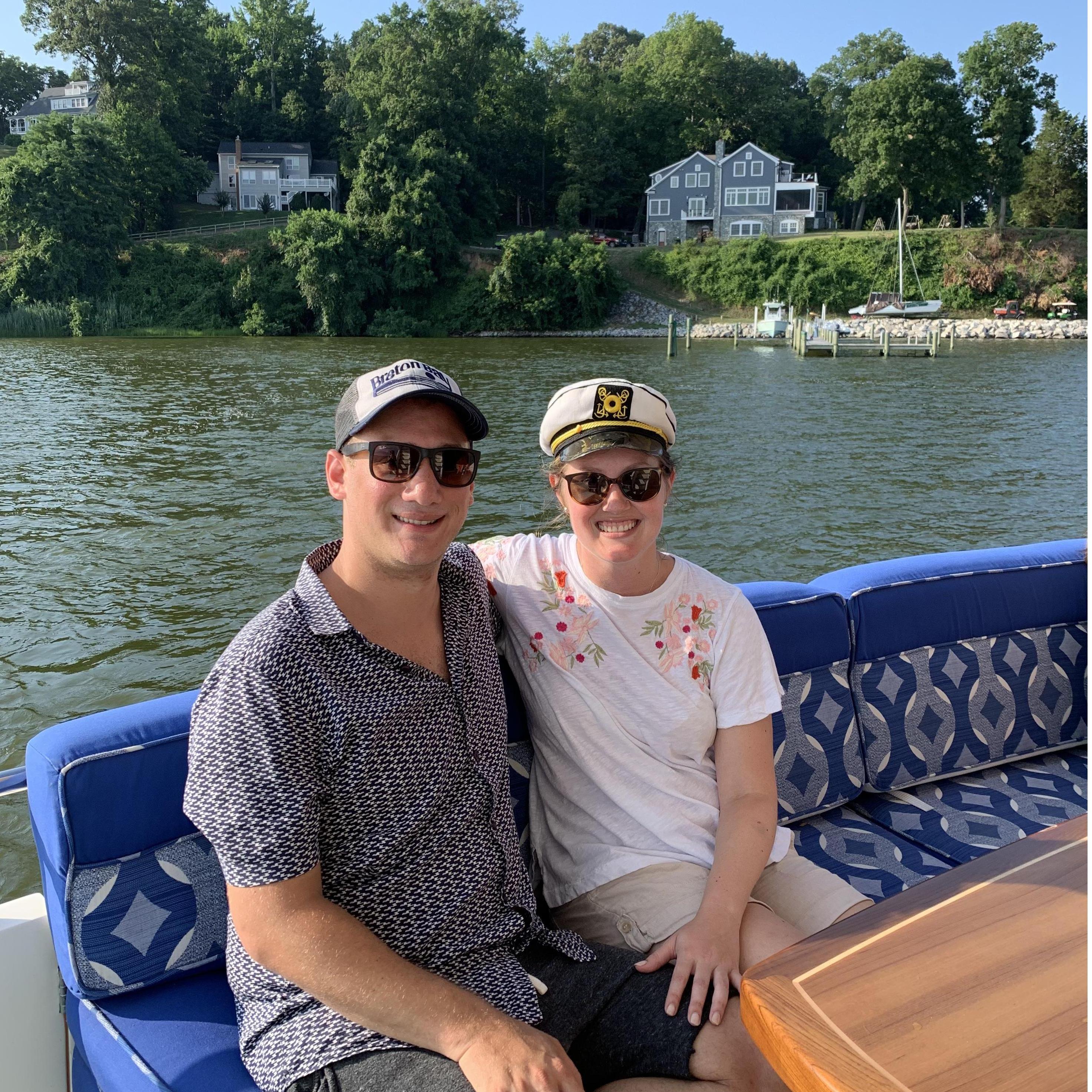 Captain and her first mate on Amusante's maiden voyage