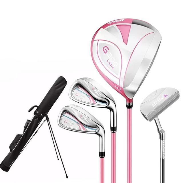 PGM Women's 4-Piece Golf Club Set - 1 Titanium Wood(#1), 2 Irons(#7,SW), 1 Putter with Golf Stand Bag - Right Handed - Low Center of Gravity