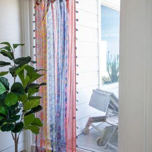 Printed Curtain Panel - Grey Periwinkle Border