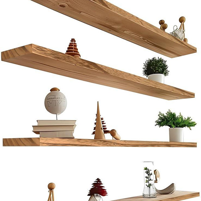 GXYAWPJ 48 Inch Floating Shelves for Wall Rustic Light Wood Wall Shelves for Bedroom Set of 4