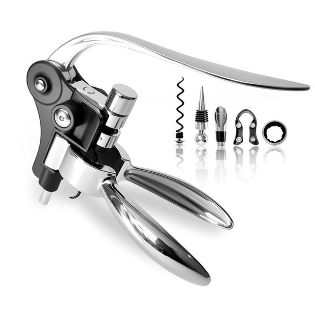 Rabbit Wine Opener,Corkscrew Wine Opener Set Including Foil Cutter, Wine Stopper & Pourer, Drip Ring, Stainless Steel Wine Bottle Opener Kit for Bar, Home, Wedding, Birthday, Holiday Gift