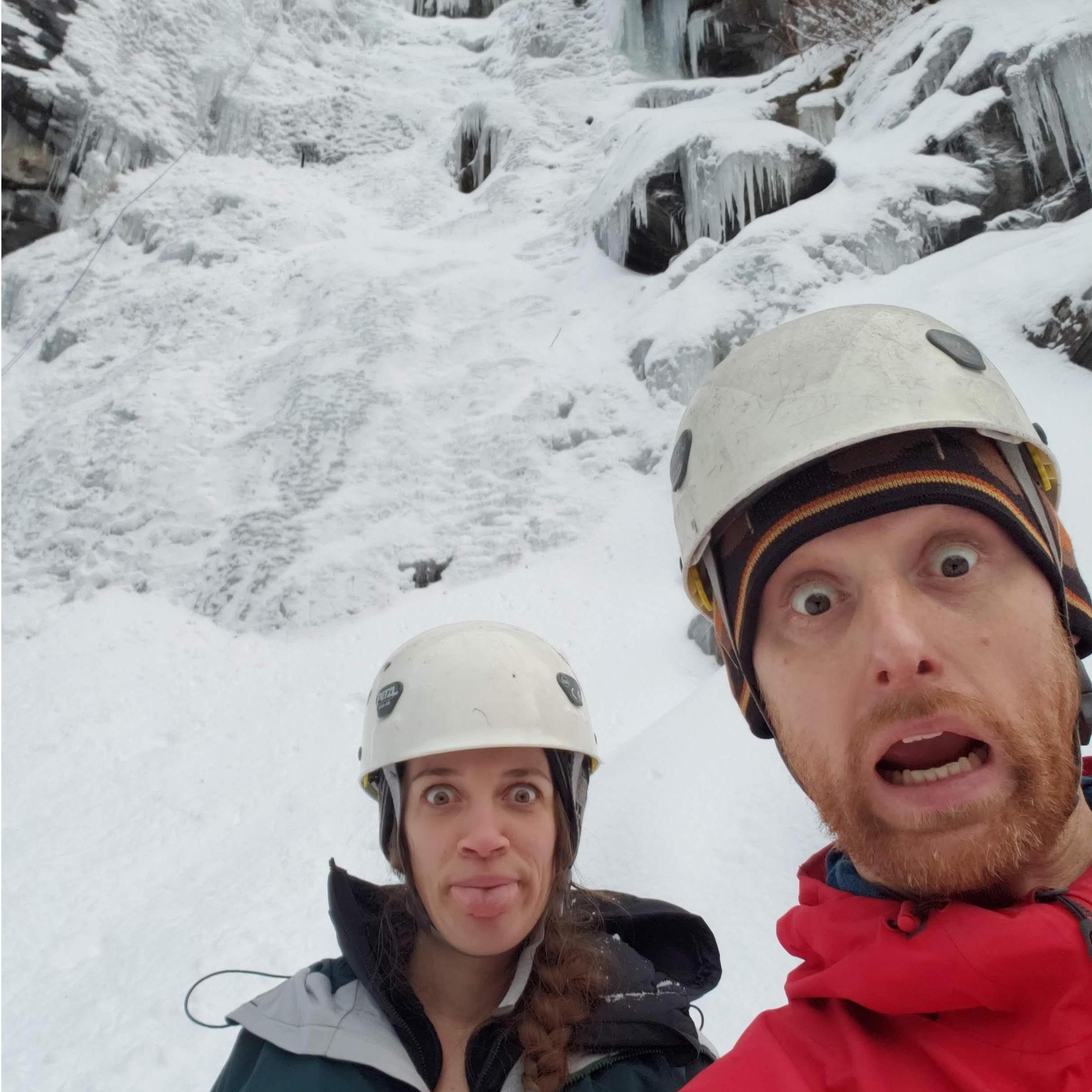 Carolyn's first-time ice climbing!