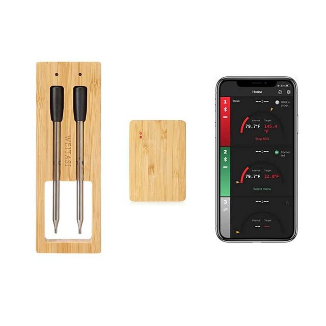 165ft Meat Thermometer Wireless | Smart Digital Bluetooth Food Thermometer for Cooking and Grilling, BBQ, Stove Top, Rotisserie(2 Probes)