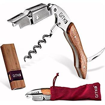 Wine Opener Wine Key - Set Of Three Double Hinged Cork Screw by HQY- Wine Keys In Assorted Trendy Colors - Foil Knife And Reinforced Steel Screw - Wine Bottle & Beer Bottle Opener In One!