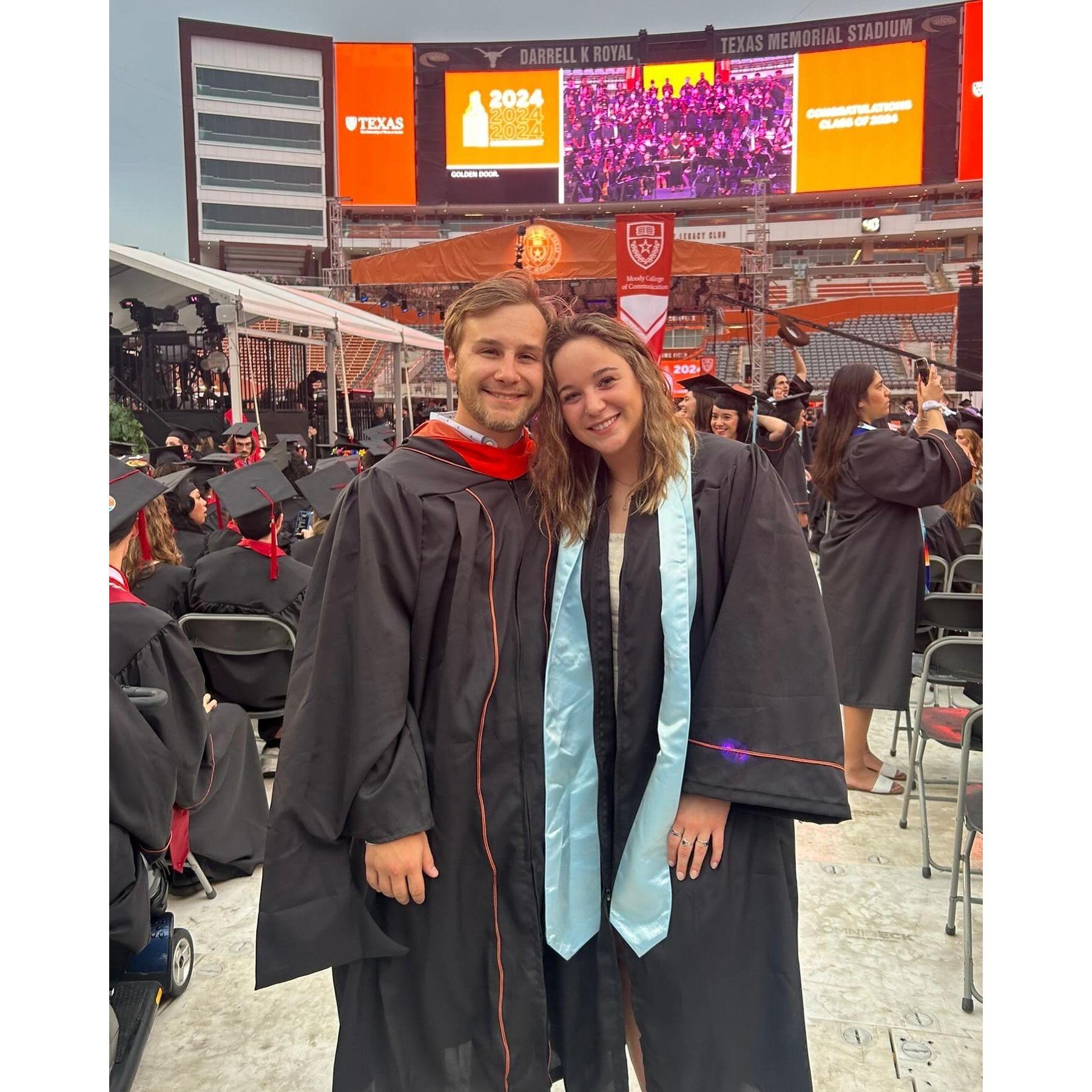 Graduation 2024! Ethan recieved his MS in Mechanical Engineering and Bri received her BS in Health & Behvaioral Science