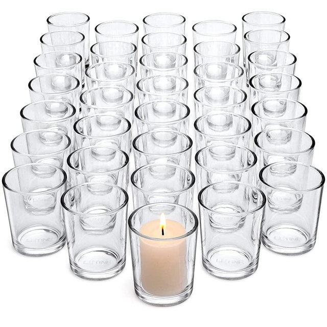 Letine Clear Glass Tealight Candle Holder- Glass Votive Candle Holders Bulk Set of 36 - Clear Candle Holder for Thanks Giving Table Decor/ Wedding Propose Parties Holiday and Home Decor