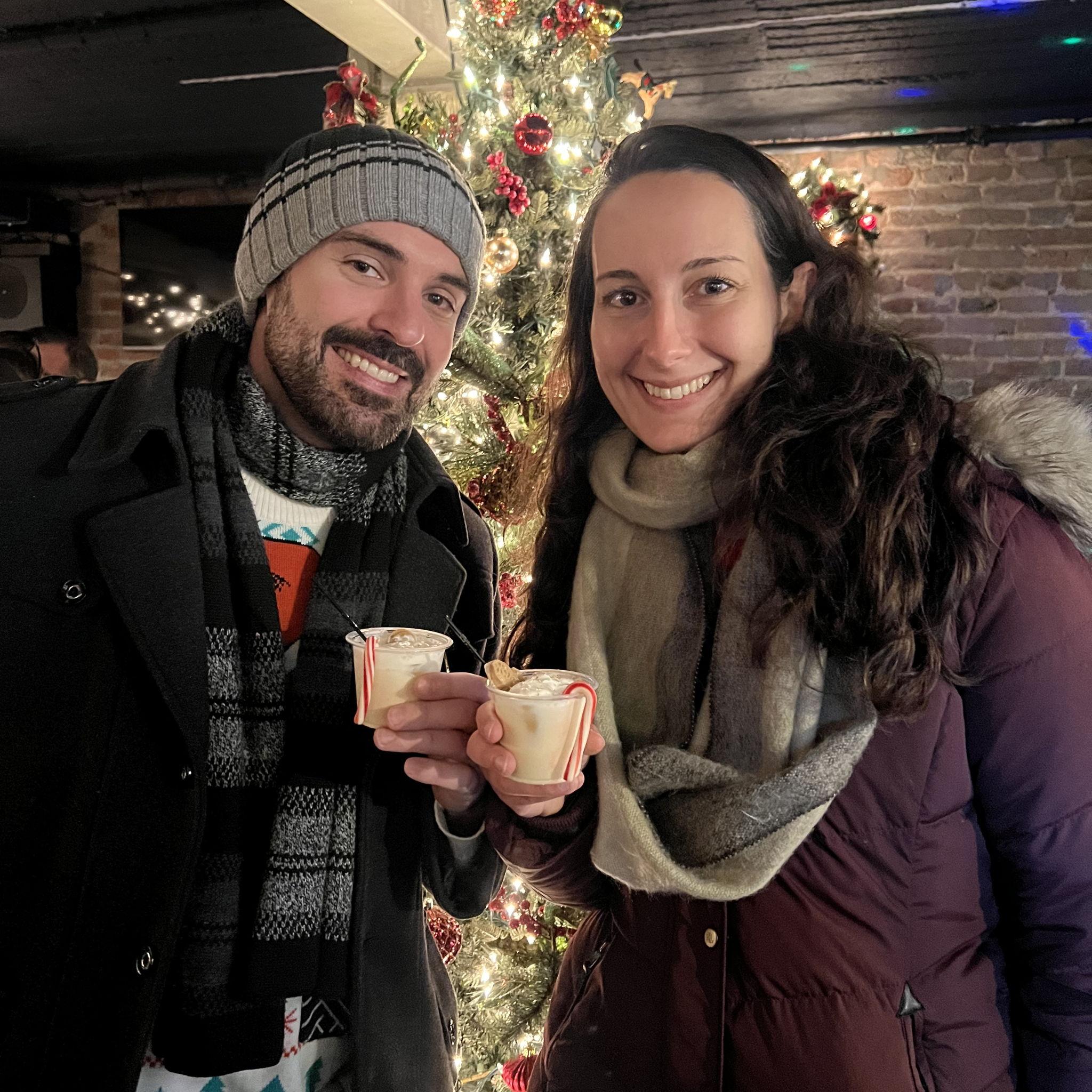 Visiting bridesmaid Elena in Baltimore for an egg nog tour