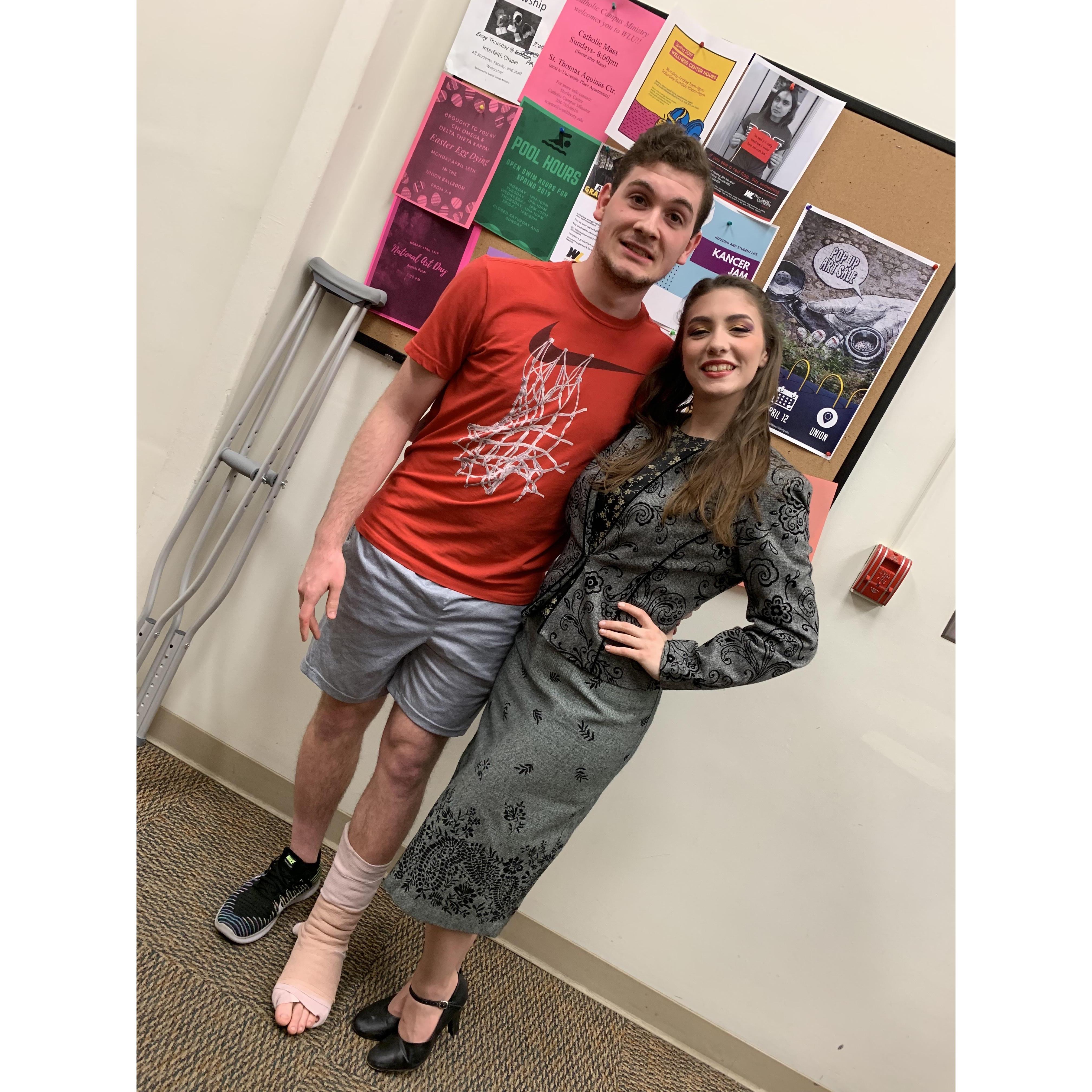 Following one of Lexy's shows at WLU. If you look closely at the rest of the collection, you'll notice that this isn't the only picture where Jentry has an injury.