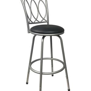 Redico Counter-to-Bar Height Adjustable 360 Degree Swivel Metal Bar Stool, Powder Coated Silver