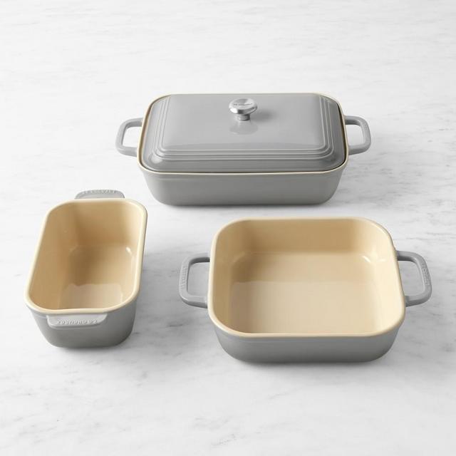 Le Creuset San Francisco Stoneware 4-Piece Bakeware Set, French Grey