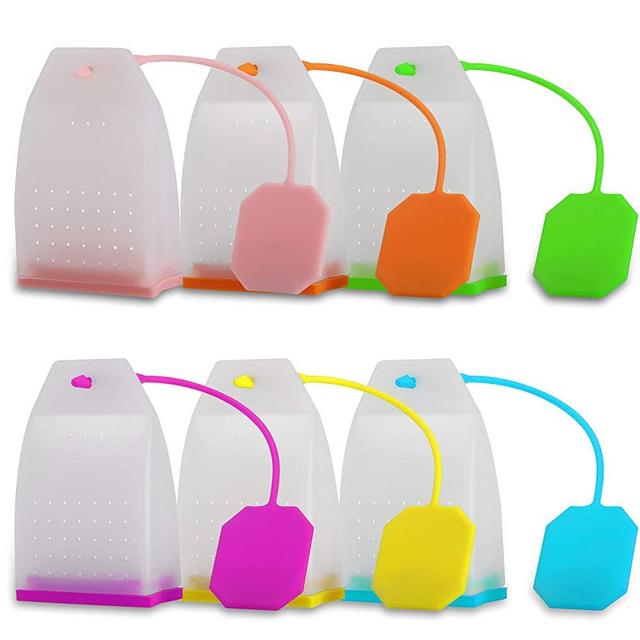 Reusable Silicone Tea Bag, Loose Leaf Small Tea Infuser Strainer Set 6 Pack By Ecurfu