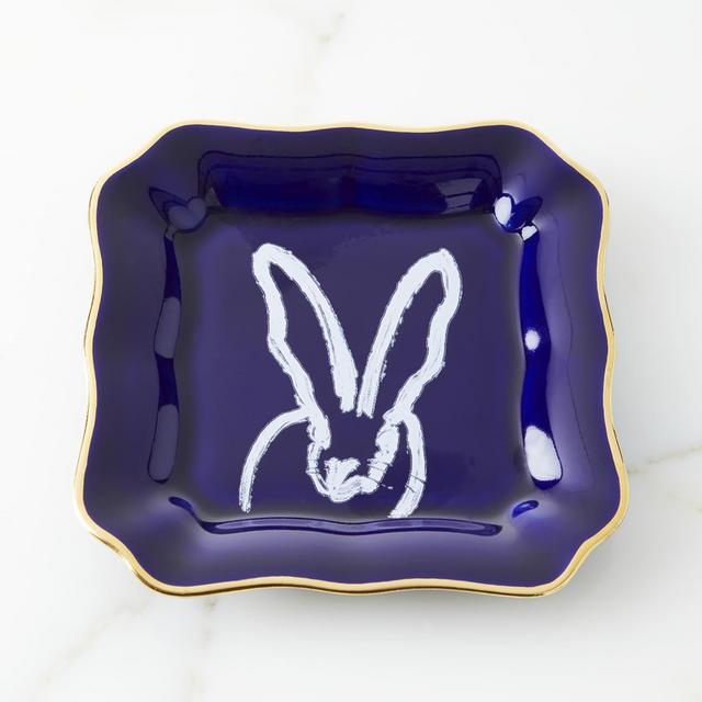 Hunt Slonem Bunny Portrait Plate in Coblat