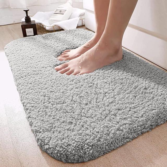 DEXI Bathroom Rug Mat, Extra Soft and Absorbent Bath Rugs, Washable Non-Slip Carpet Mat for Bathroom Floor, Tub, Shower Room, 36"x24", Grey