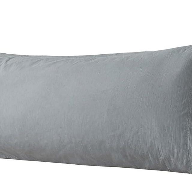 WhatsBedding Body Pillow Cover Cotton Fabric, Long Pillow Case Breathable & Skin-Friendly, Envelope Closure - Grey (21x54 inch)