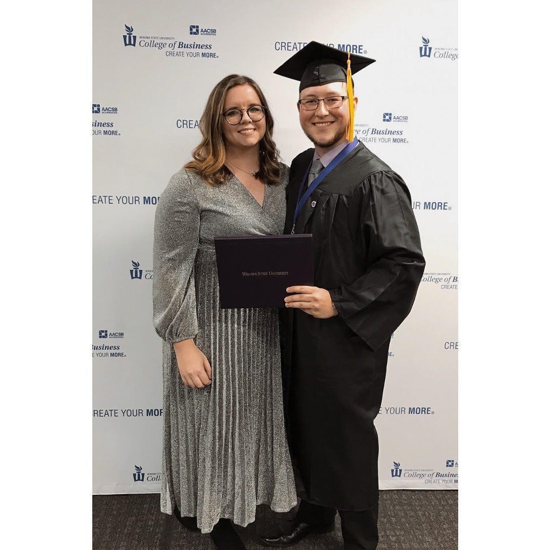 Chris' graduation in December of 2019. Little did Sarah know, he was going to propose that same night.
