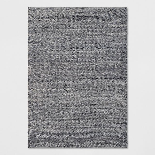 7'x10' Chunky Knit Rug Wool Woven Charcoal - Project 62™