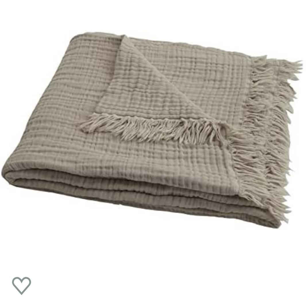 100% Organic Muslin Cotton Oversized Throw Blanket for Couch, Adults, 4-Layer Pre-Washed Plant Dyed Yarn, Breathable Soft, Cozy, Summer Lightweight Bed Blanket, All Season (60"x80" Light Tan Khaki)