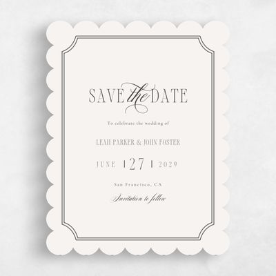 Beige Scalloped Wedding Save the Date - Dermot Portrait