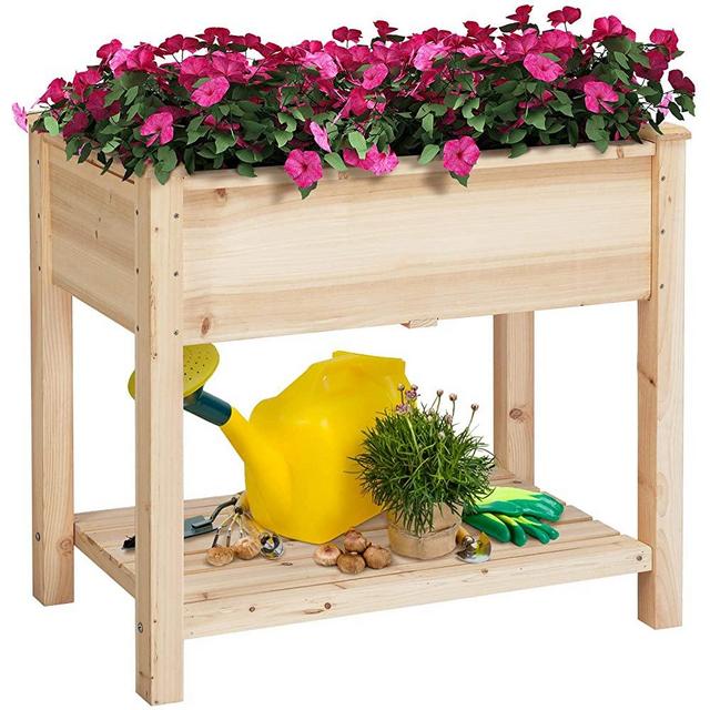 YAHEETECH Raised Garden Bed Wooden Elevated Garden Bed Planter Box Kit with Legs/Shelf for Vegetables Flowers Herbs Fruits 34 x 18.1 x 30in (L x W x H)