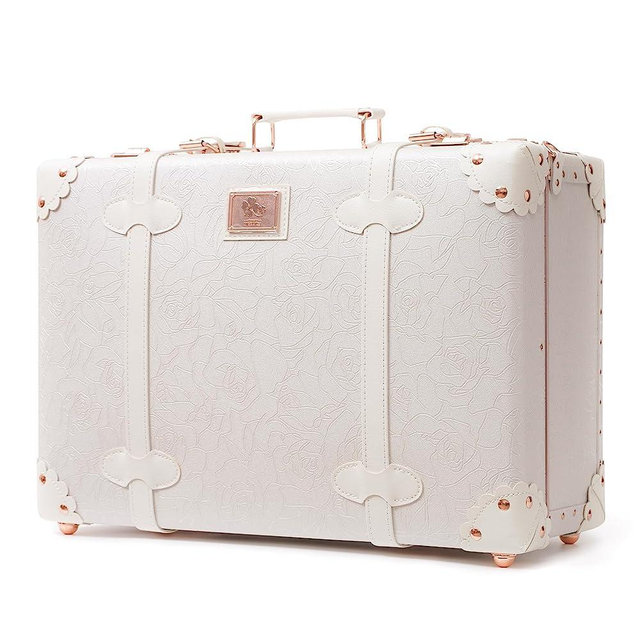 urecity Vintage and Cute Carry-on Overnight Case Non-wheeled Mini Leather Trunk Suitcase with Shoulder Strap