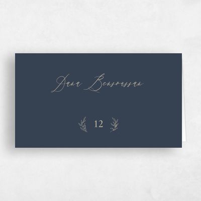 Grayed Navy, Blue Wedding Place Card - Serrano