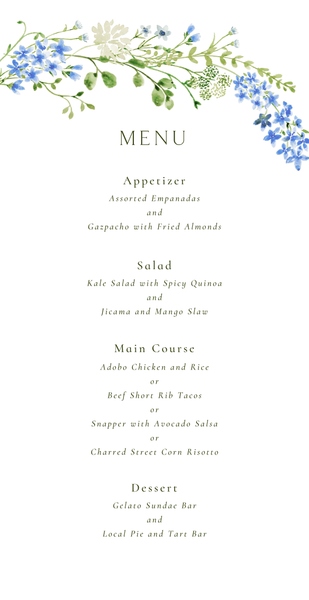 Rydal | Cornflower Blue | Zola Wedding Menus