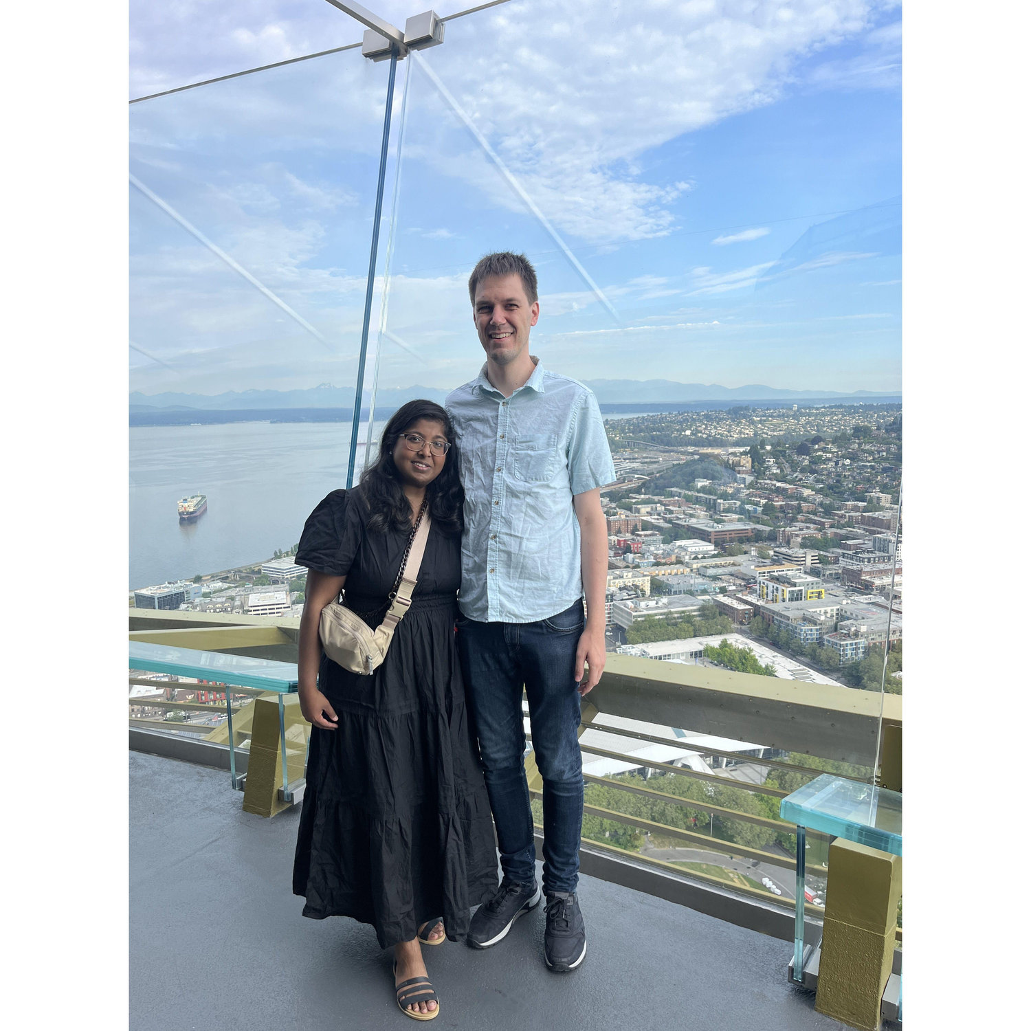 On top of Seattle’s Space Needle during our first West Coast trip together, where we met up with Tim’s parents!