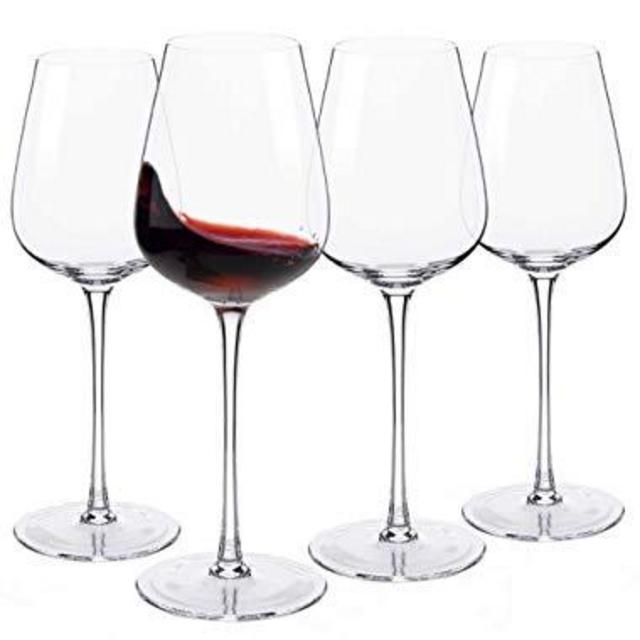 Hand Blown Italian Style Crystal Bordeaux Wine Glasses - Red Wine Glasses Lead Free Premium Crystal Clear Glass - Set of 4-18 Ounce - Safer Packaging for Any Occasion