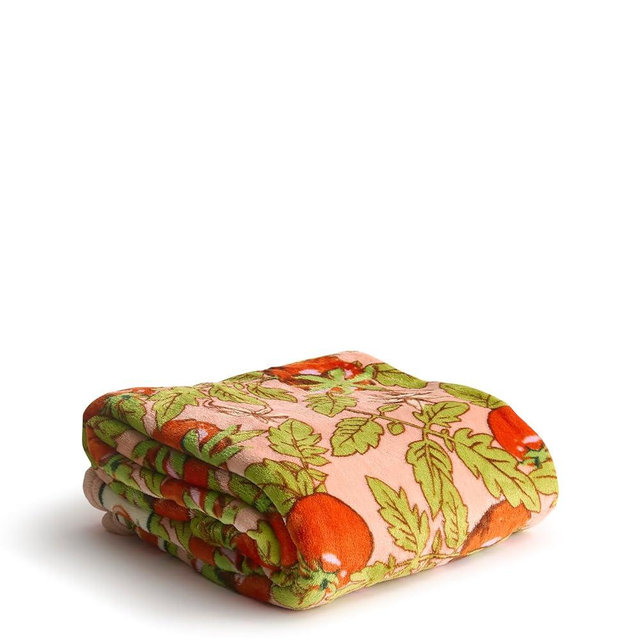 Vera Bradley Women's Fleece Plush Throw Blanket, Tomato Vines, One Size