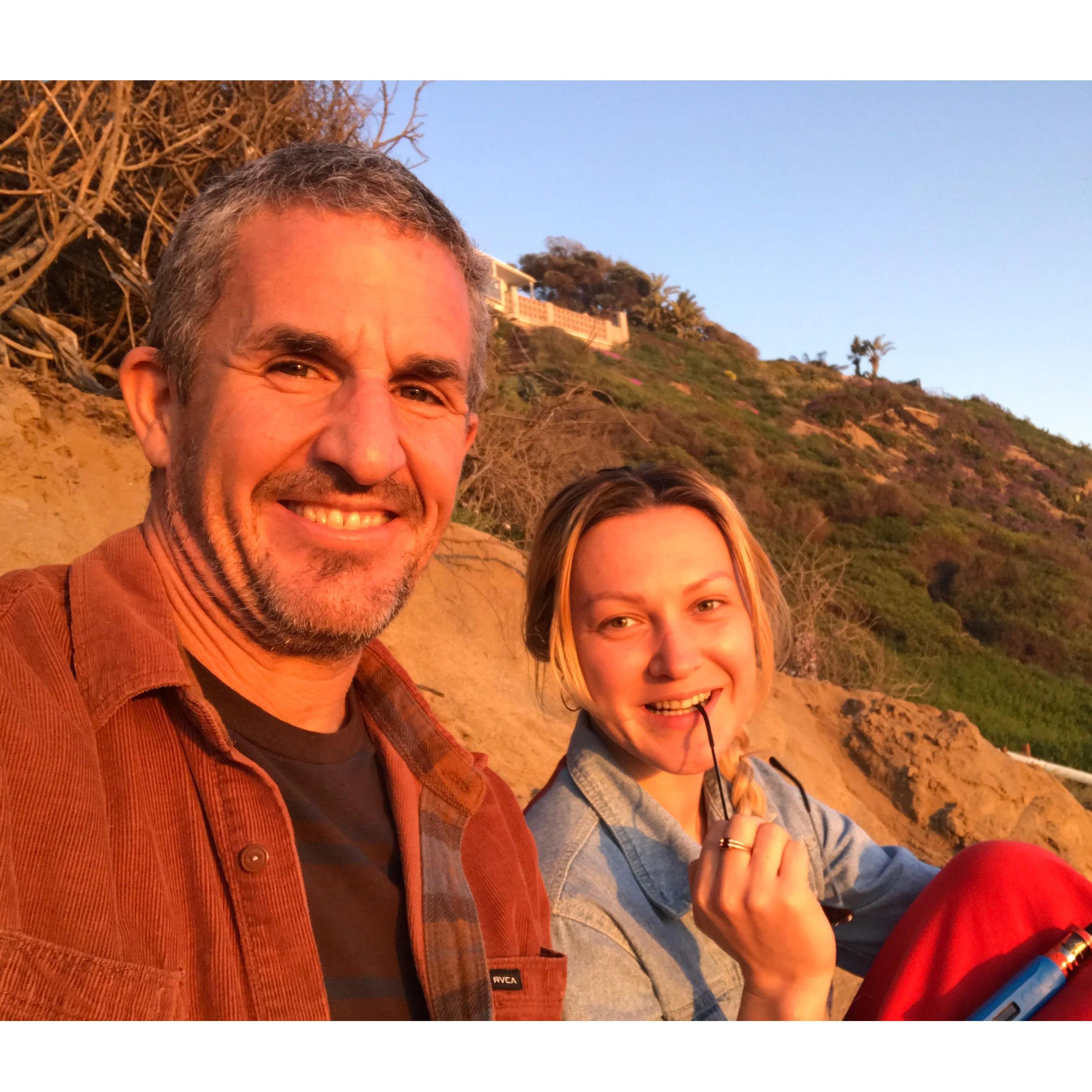 Hanging out at one of our favorite places - the cliff overlooking Beacons Beach