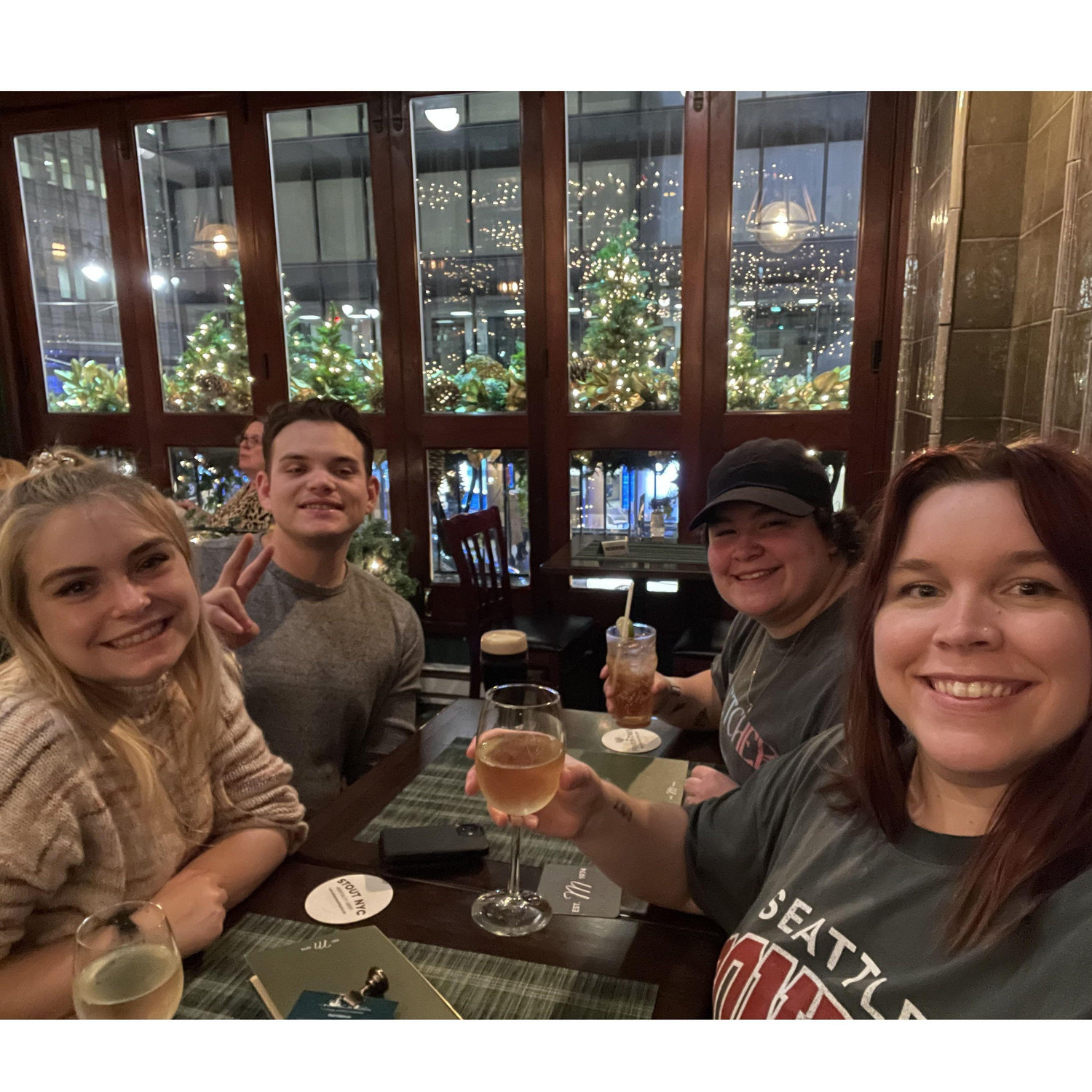 Steph, Sean, Kayla, & Carol at a restaurant in NYC