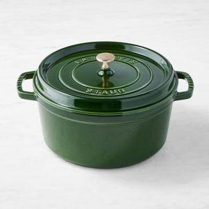 Staub Enameled Cast Iron Round Dutch Oven (Basil with Brass Knob)