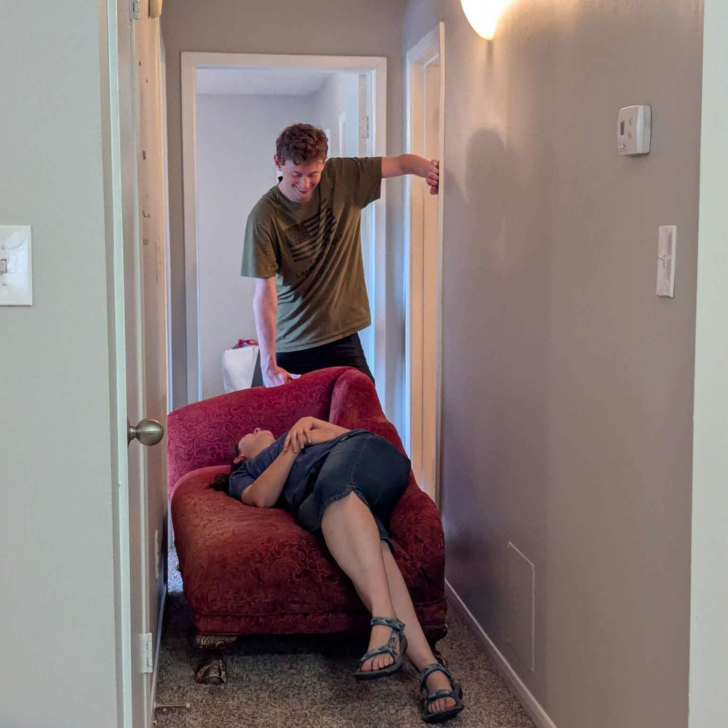 In the process of moving into Josiah's new apartment.