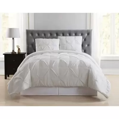 Truly Soft Pleated King Duvet Cover Set in Ivory