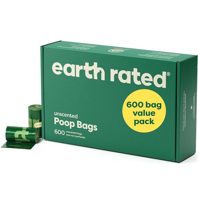 Earth Rated Dog Poop Bags Value Pack, Leak-Proof and Extra-Thick Pet Waste Bags for Big and Small Dogs, Refill Rolls, Unscented, 600 Count