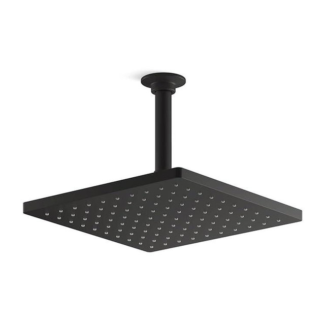 KOHLER 26149-BL Honesty Square 10" Single-Function RAIN HEAD, Full Coverage Spray SHOWERHEAD with Easy-to-clean Surface, Matte Black, 2.5 GPM