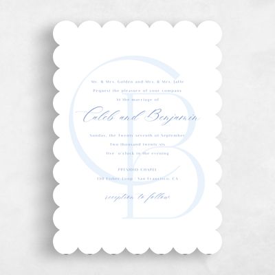 Blue Scalloped Wedding Invitation - Kenai Classic