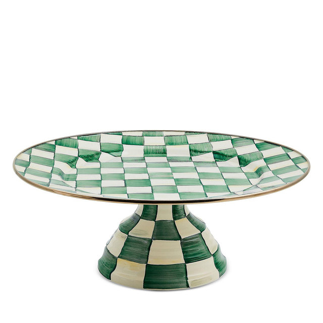 MacKenzie-Childs Emerald Check Large Pedestal Platter