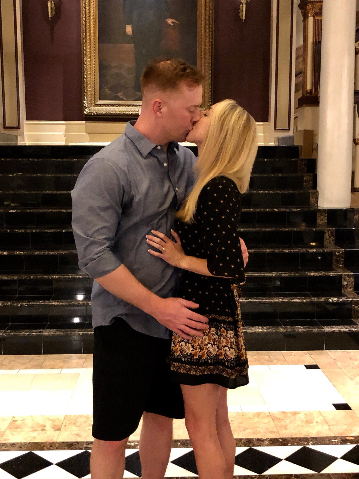 They celebrated their engagement at the Driskal Hotel.