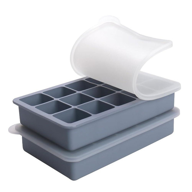 2 Tbsp Silicone Freezer Molds - Perfect for Storing Garlic, Herbs, Ginger, Pesto, Tomato Paste, Lemon Juice, Purees and More - Silicone Food Freezer Tray(Blue 2 Pack)