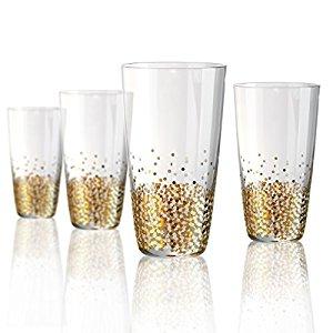 Artland Ambrosia Highball 16 oz (Set of 4), Gold/Silver