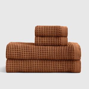 Terracotta Organic Turkish Waffle Bath Sheet Bundle