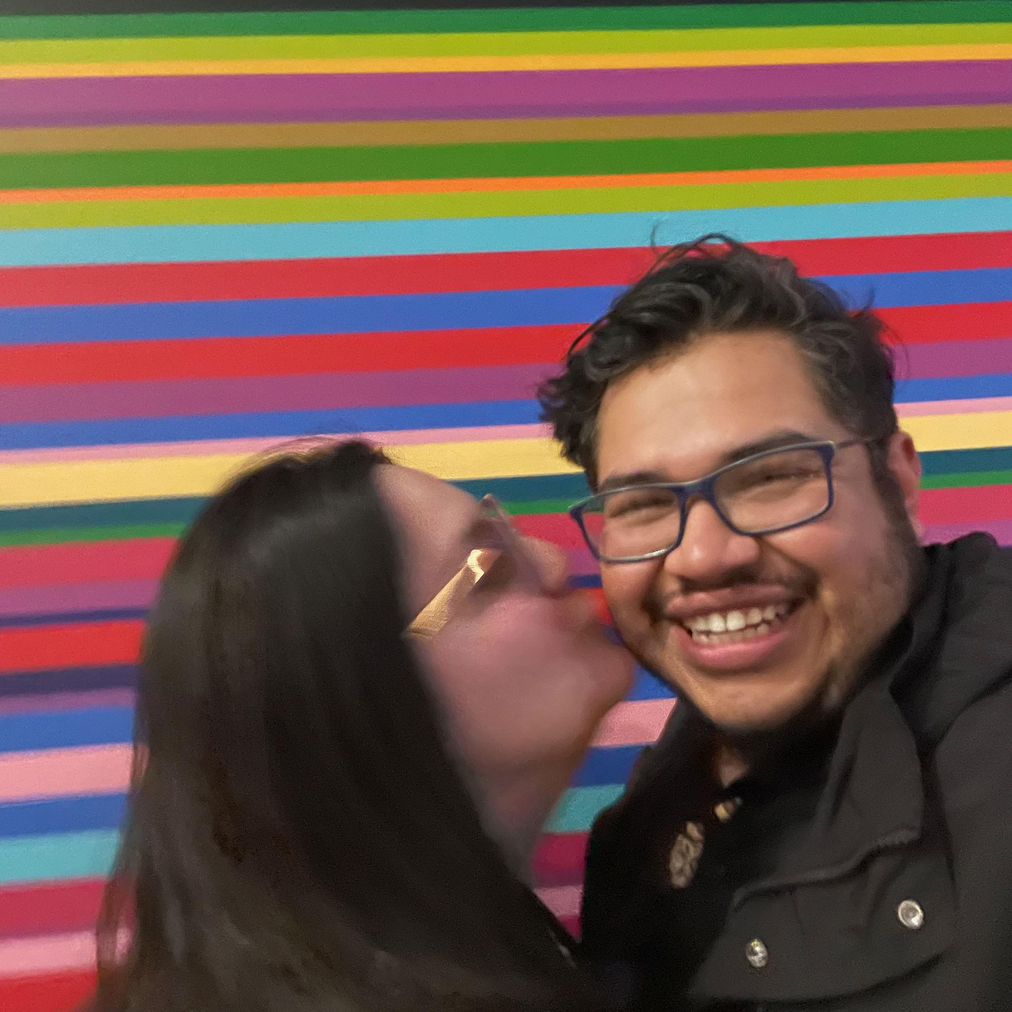 Sneaking a kiss at the Molchat Doma Concert in Denver, February 2025