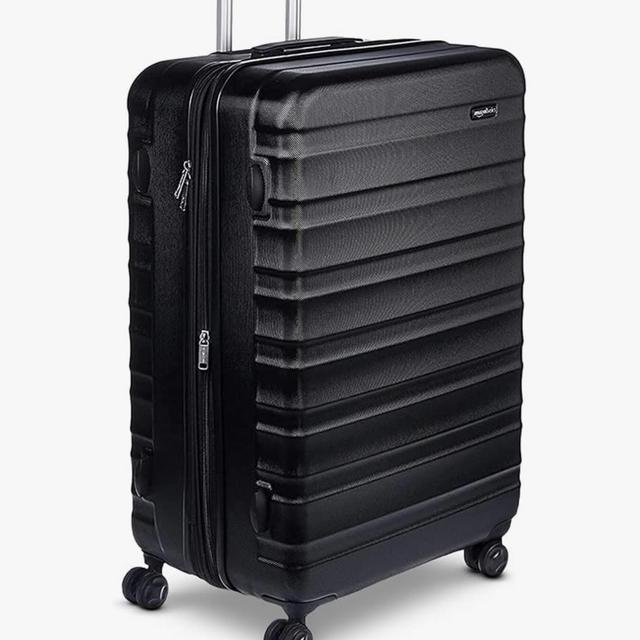 Amazon Basics 30" Hardside Large Checked Luggage, Hardshell Suitcase With Wheels, Expandable For Up to 15% More Space, With Scratch-Resistant Surface, Four Multi-directional Wheels, Light Blue
