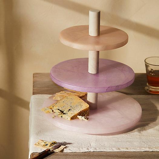 Dyed Alabaster 3-Tier Serving Stand, Violet