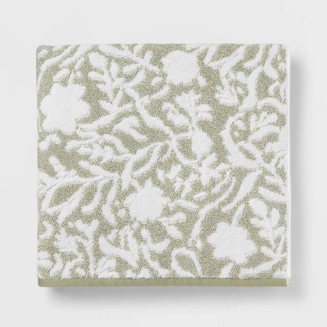 Performance Plus Oversized Bath Towel Light Green Floral - Threshold™