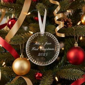 Waterford Personalized Limited Edition Round Disc Ornament, Custom Engraved Cut Crystal Christmas Ornament for Couples, Wedding, Anniversary, New Baby 2025