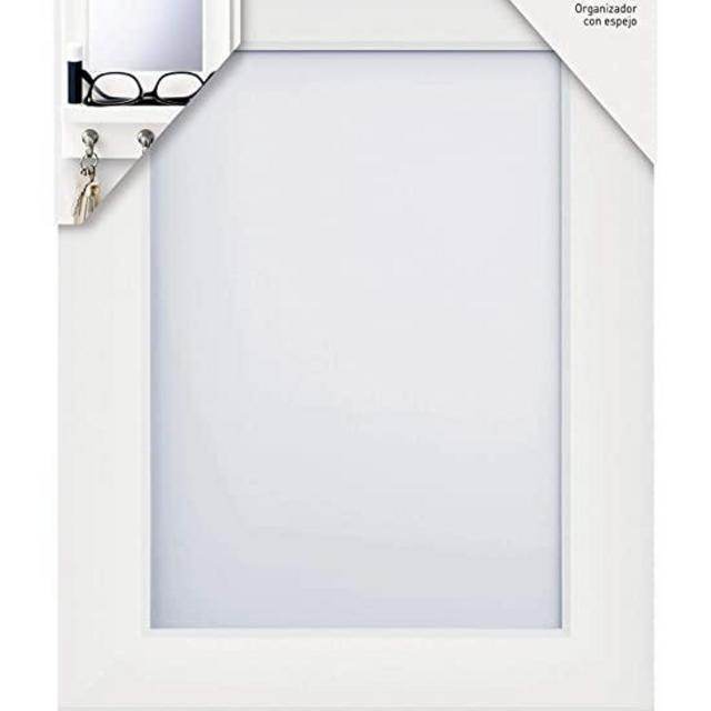 Command Mirror Organizer, Quartz, 1-Organizer with 3 Key Hooks, 8-Medium Strips, Organize Damage-Free