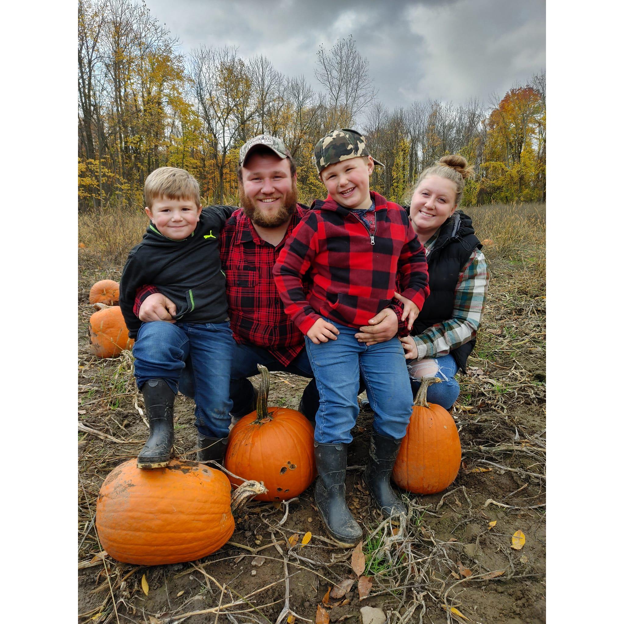 Picking out pumpkins at the pumpkin patch
