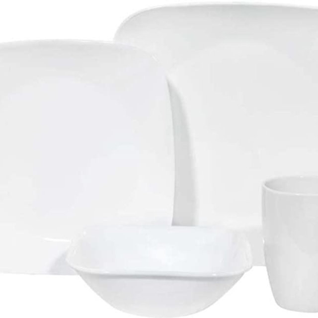 Corelle Square 16-Piece Dinnerware Set, Pure White, Service for 4